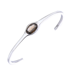 Smoky Quartz Silver Cuff Bracelet