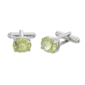 Lemon Quartz Oval Shape Cufflinks
