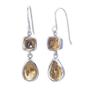 Cabochon Citrine 2-Stone Drop Earrings