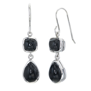 Cabochon Onyx 2-Stone Drop Earrings