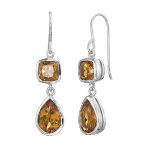 Citrine 2-Stone Dangle Earrings