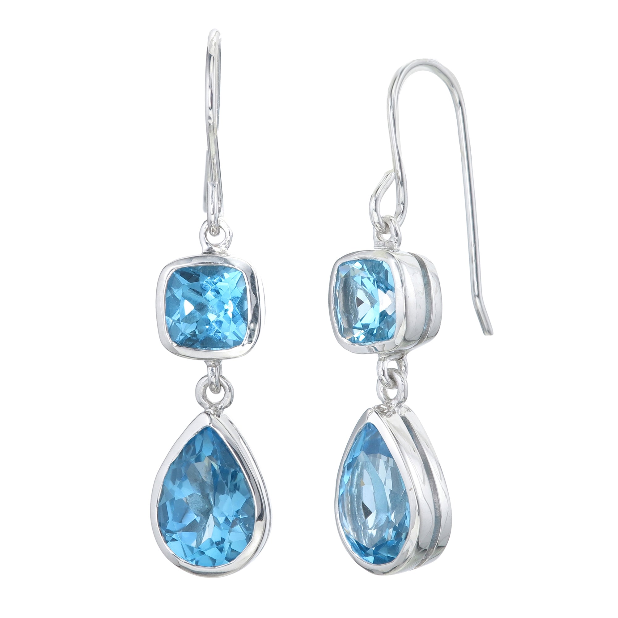 London Blue Topaz 2-Stone Dangle Earrings