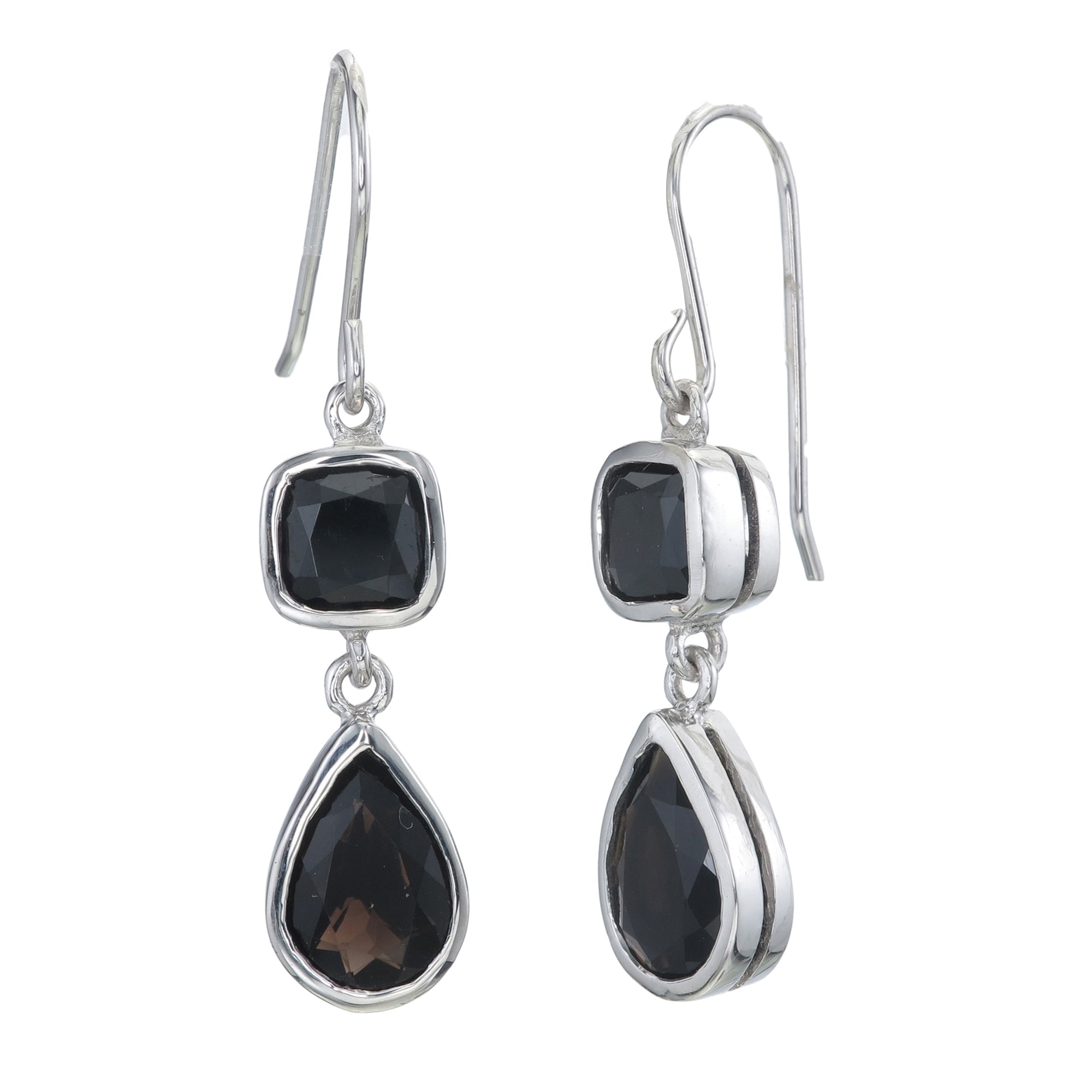 Onyx 2-Stone Drop Earrings