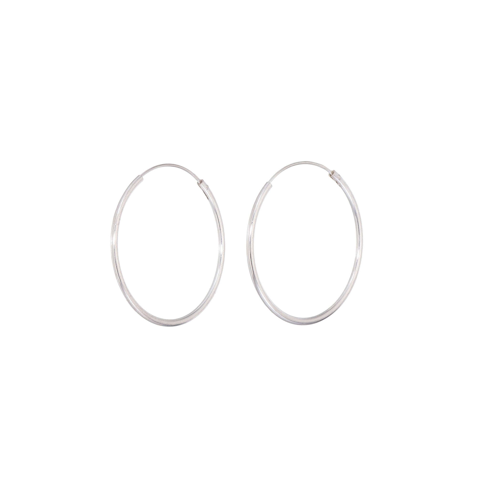 Sterling Silver Continuous Hoop Earrings 2mm x 40mm