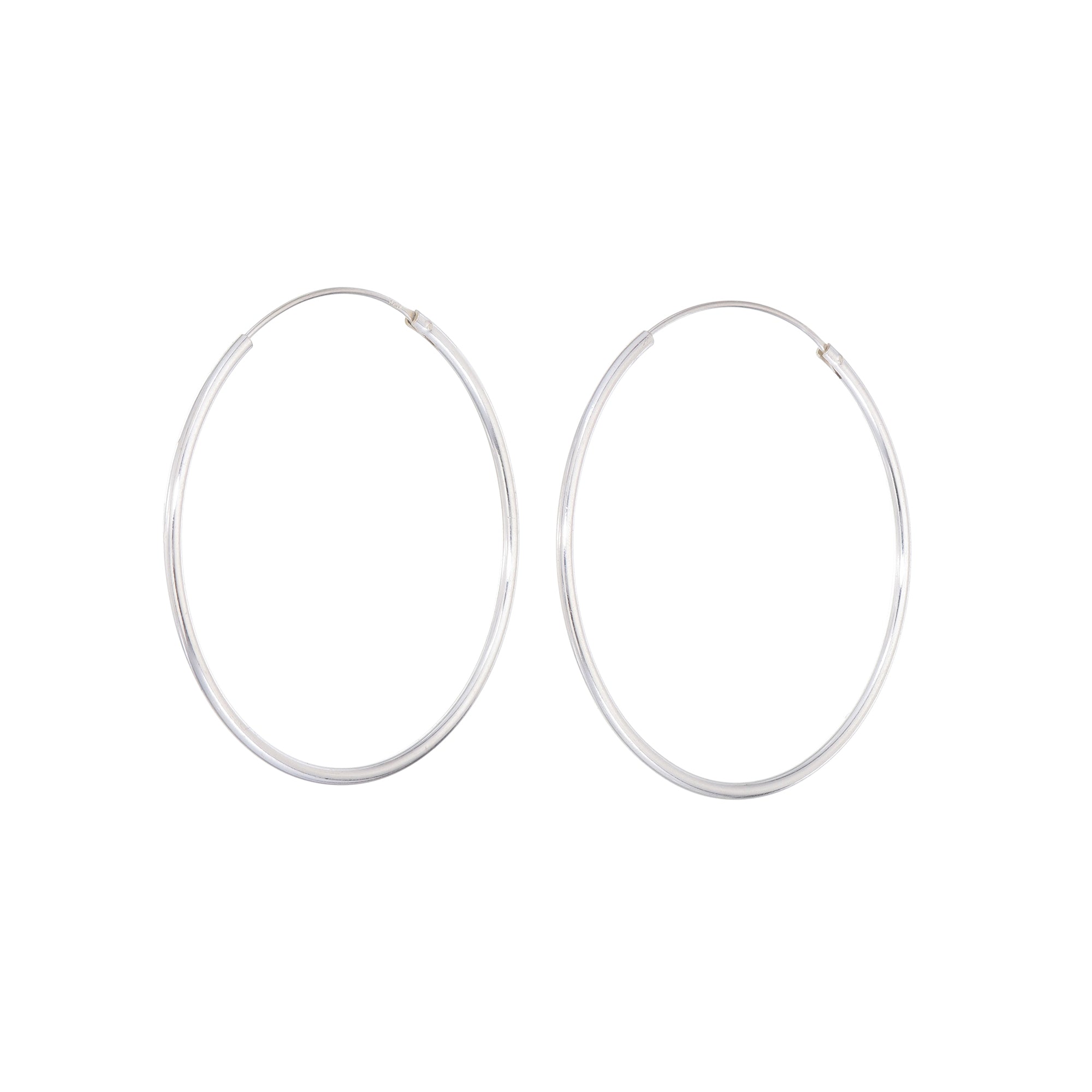 Sterling Silver Continuous Hoop Earrings 2mm x 55mm