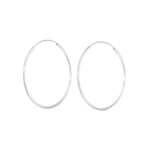 Sterling Silver Continuous Hoop Earrings 2mm x 55mm