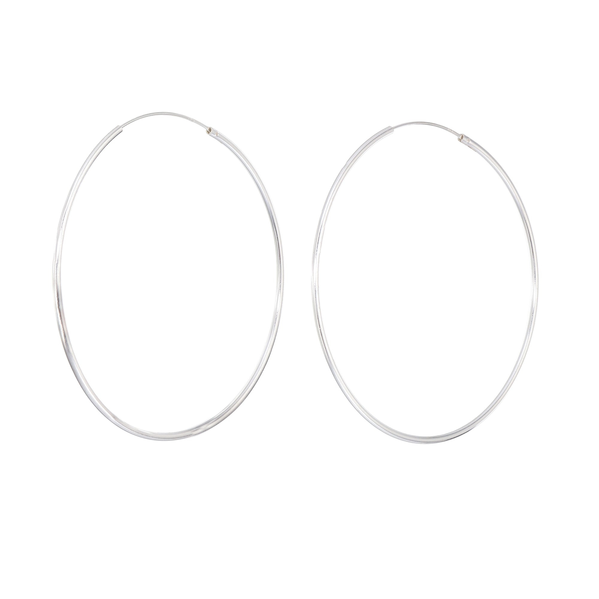 Sterling Silver Continuous Hoop Earrings 2mm x 85mm