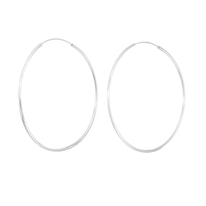 Sterling Silver Continuous Hoop Earrings 2mm x 85mm