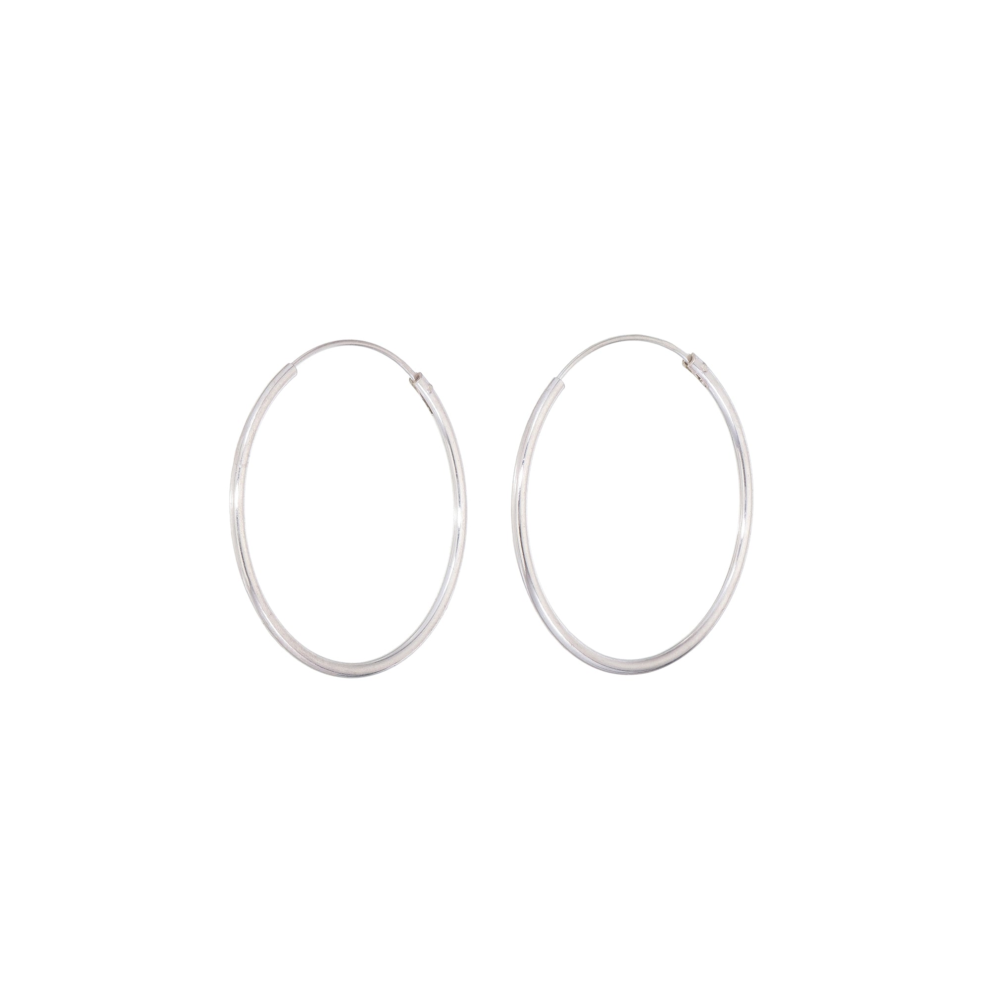 Sterling Silver Continuous Hoop Earrings 2mm x 20mm