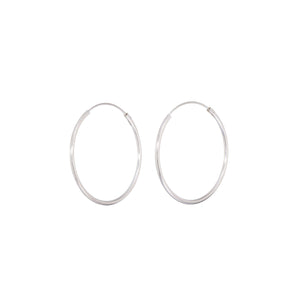 Sterling Silver Continuous Hoop Earrings 2mm x 20mm