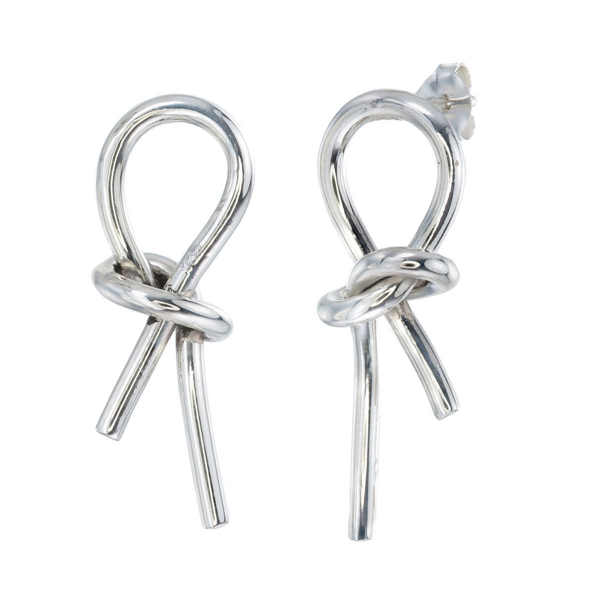 Tied Knot Bow Sterling Silver Earrings
