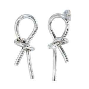 Tied Knot Bow Sterling Silver Earrings