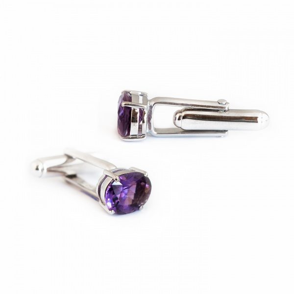 Amethyst Cufflinks - Lab Created Stone available exclusively from Linzi Wann Jewelry
