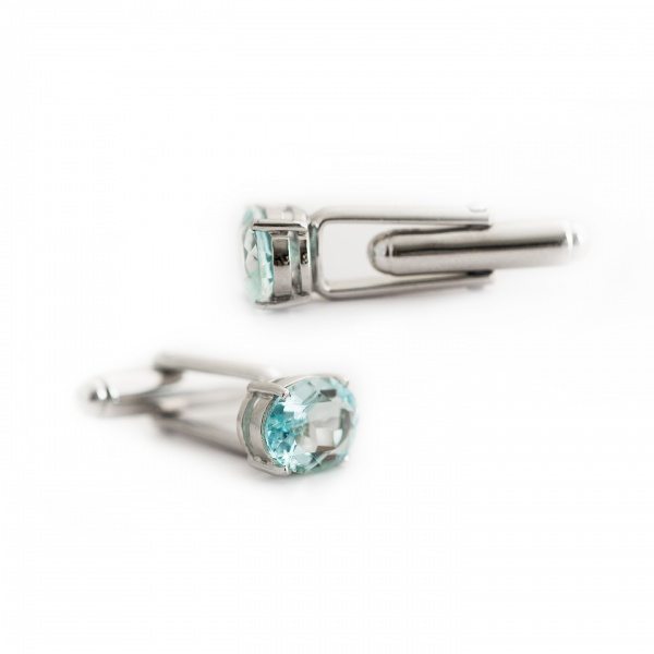 Aquamarine Cufflinks - Lab Created Stone available exclusively from Linzi Wann Jewelry