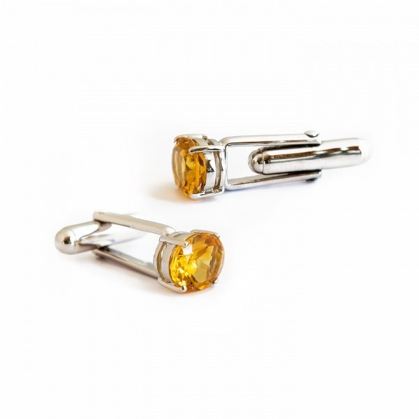 Citrine Cufflinks - Lab Created Stone available exclusively from Linzi Wann Jewelry