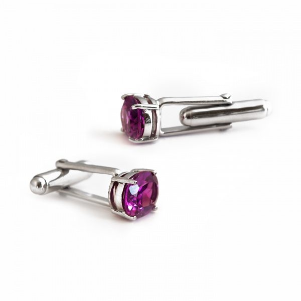 Pink Tourmaline Cuff Links - Lab Created Stone available exclusively from Linzi Wann Jewelry