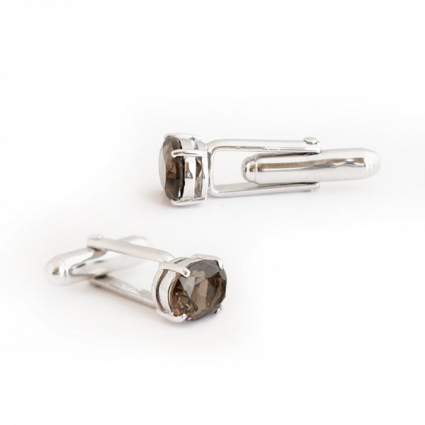 Smoky Quartz Cufflinks - Lab Created Stone available exclusively from Linzi Wann Jewelry