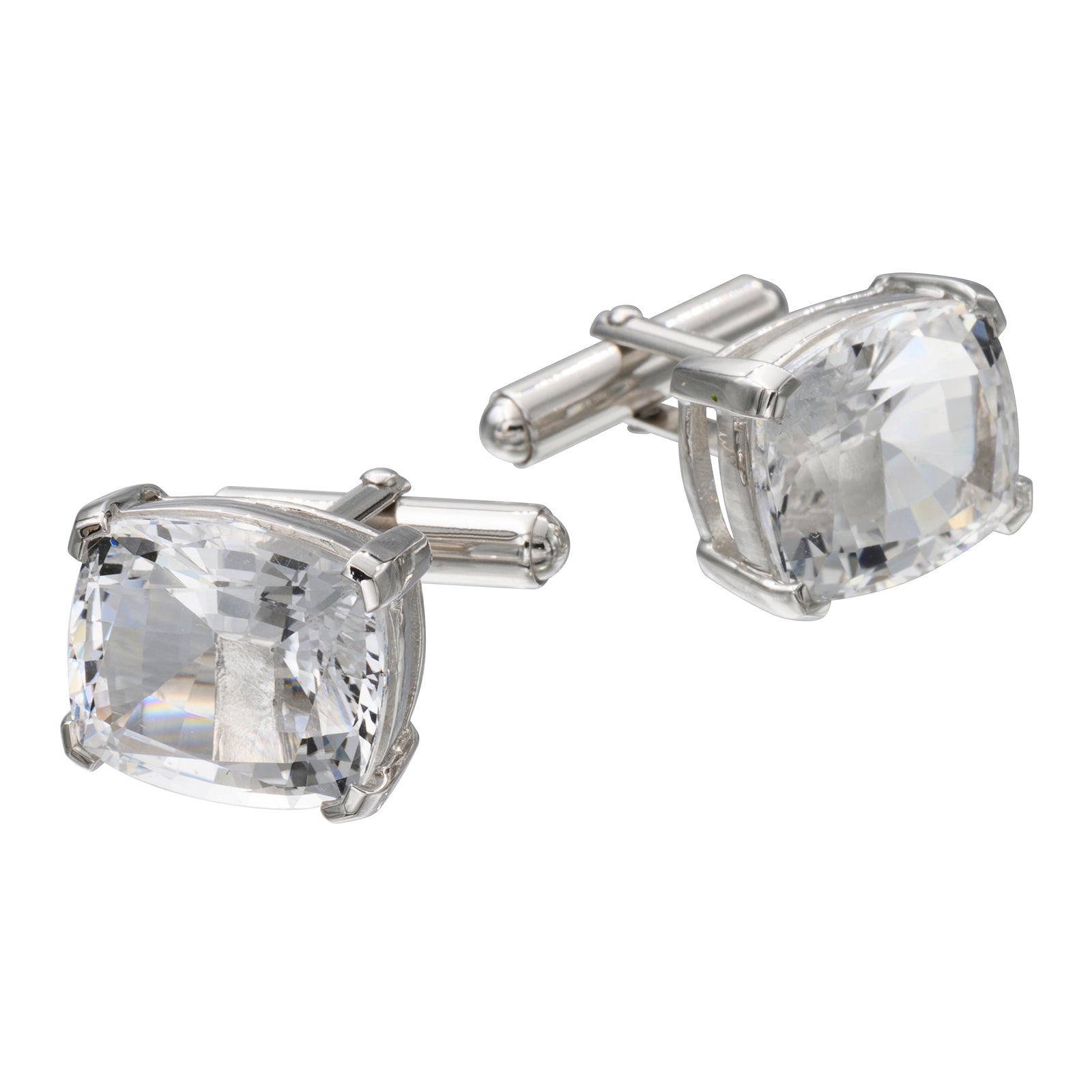 White Quartz Emerald Shape Cufflinks